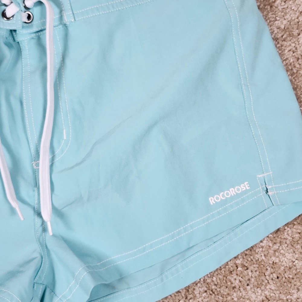 Rocorose Swim Trunks Light Blue Solid Polyester Spandex Beachwear XL - Picture 3 of 7